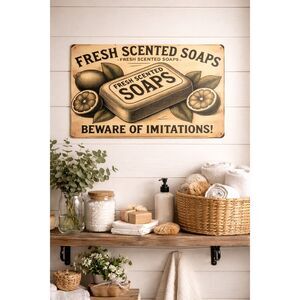 Vintage Fresh Scented Soaps Metal Sign 8x12 | Farmhouse Bathroom Decor